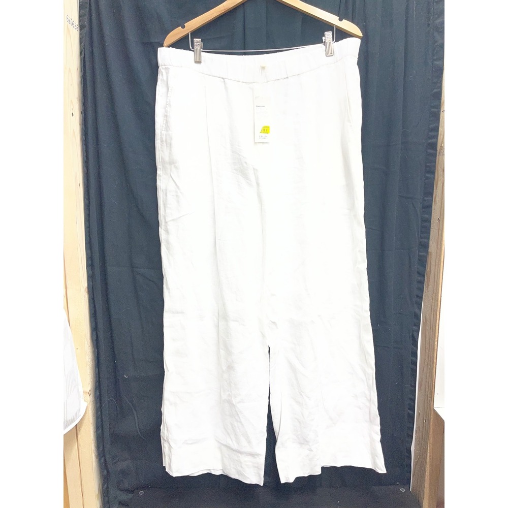 Eileen Fisher White 100% Organic Linen Wide Leg Pants XL NWT